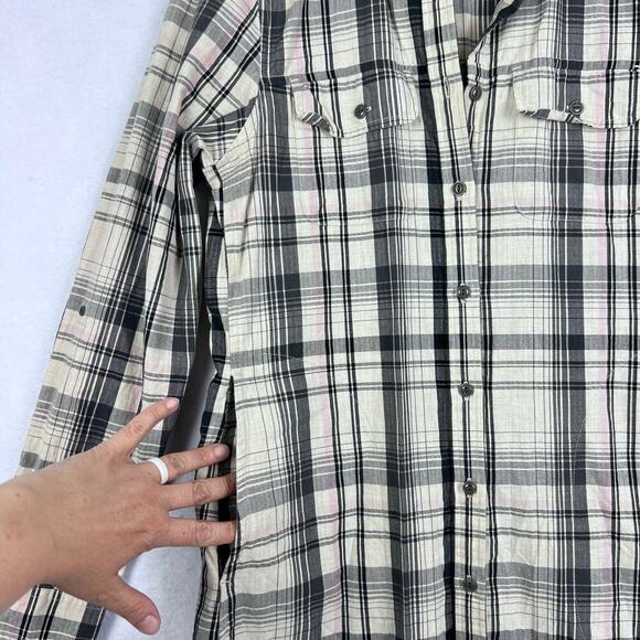 EUC The North Face Campridge Plaid Button Front Pockets Women's Shift Dress M - Picture 6 of 13